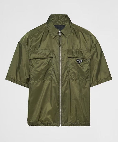 삼각 로고 패치 리나일론 숏 슬리브 셔츠