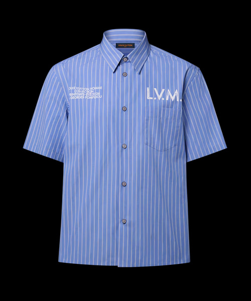 스트라이프 숏 슬리브 셔츠