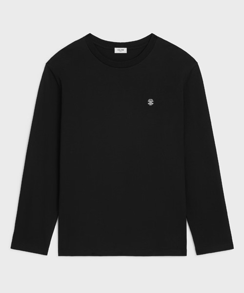 로고 자수 코튼 저지 루즈 티셔츠