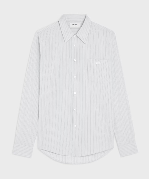루즈 셔츠-스트라이프 코튼 포플린