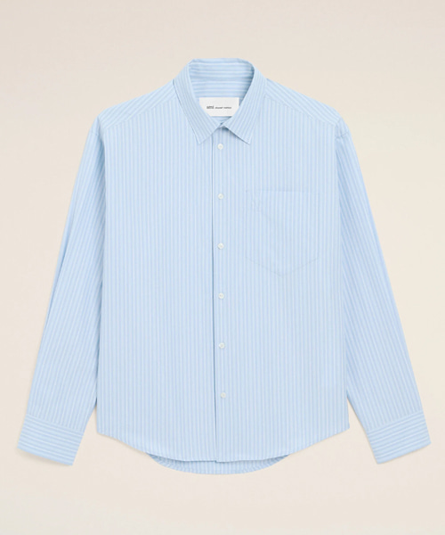 블루 코튼 롱 슬리브 아미 드 꾀흐 박시 셔츠