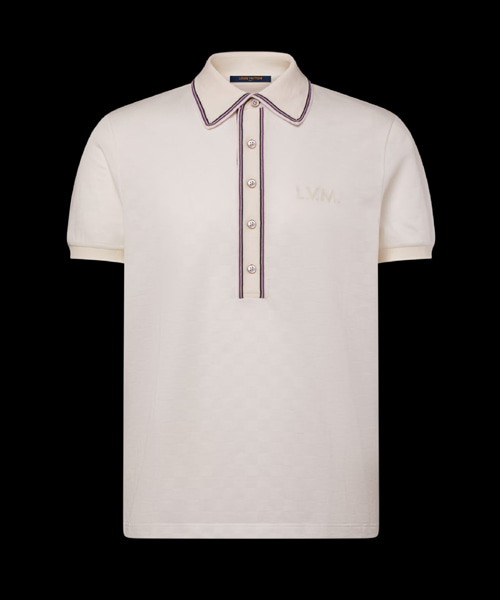 다미에 자카드 숏 슬리브 폴로 셔츠