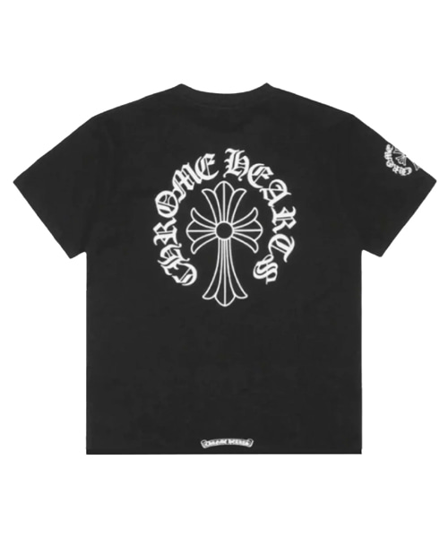 크로스 프린트 숏 슬리브 코튼 티셔츠