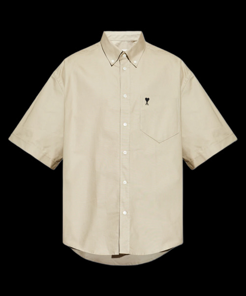 스몰 하트 로고 자수 오버사이즈 셔츠