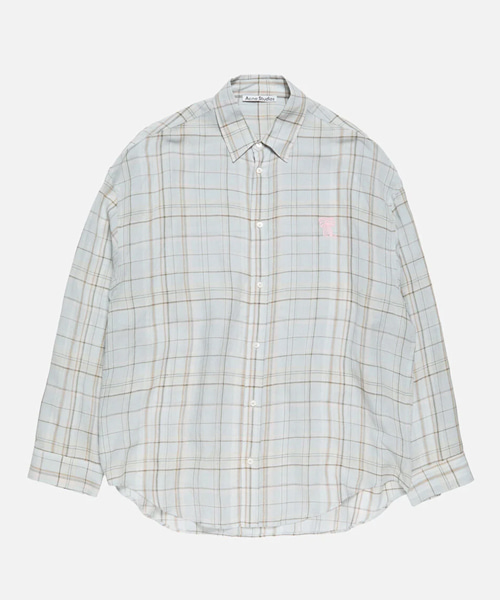 리넨 체크 버튼업 셔츠