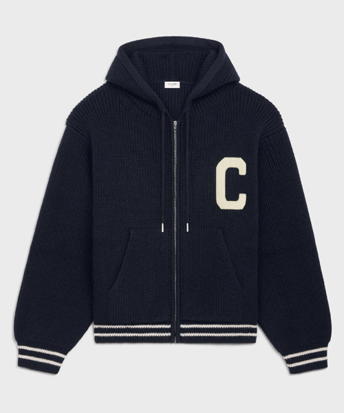 컬리지 후드 울 스웨터 자켓