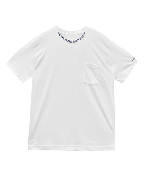 화이트 로고 넥 티셔츠