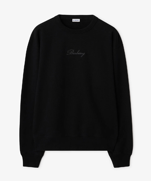 체크 커시브 로고 코튼 스웨트셔츠