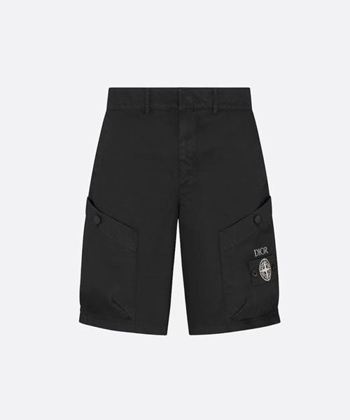 블랙 코튼 블렌드 새틴 버뮤다 쇼츠