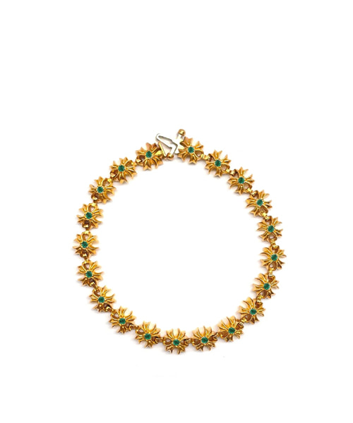 22K 골드 에메랄드 타이니 플러스 링크 브레이슬릿