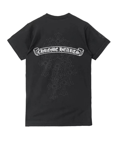 크로스 패턴 스크롤 로고 숏 슬리브 티셔츠