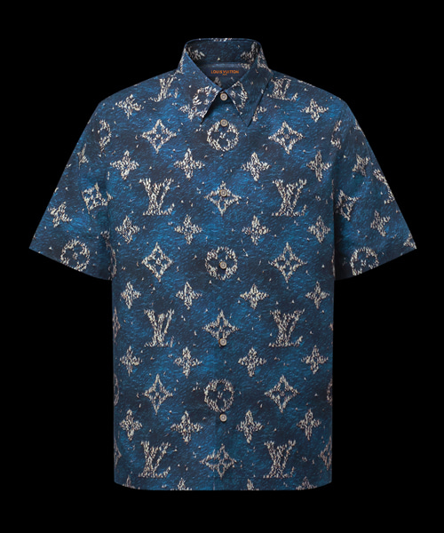 모노그램 프린트 숏 슬리브 셔츠