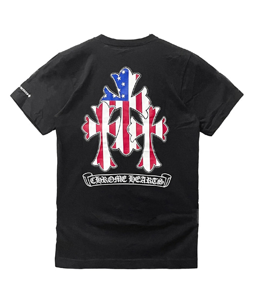 아메리칸 플래그 트리플 크로스 로고 숏 슬리브 티셔츠