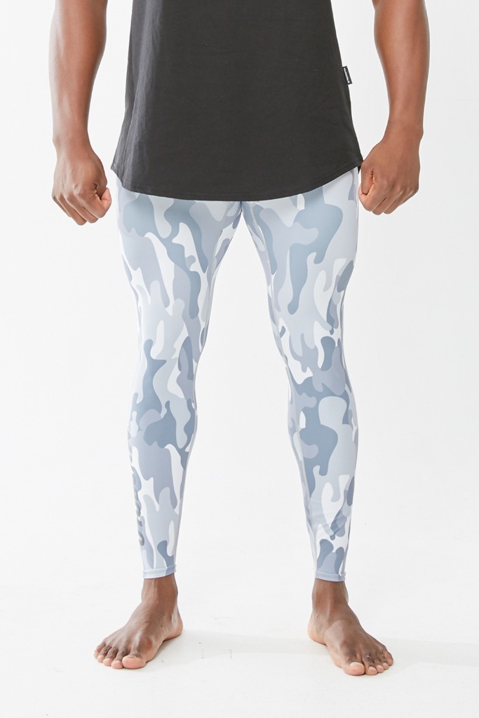MEN'S COMPRESSION CAMO LEGGINGS WHITE - 화이트 카모 패턴 레깅스 이미지