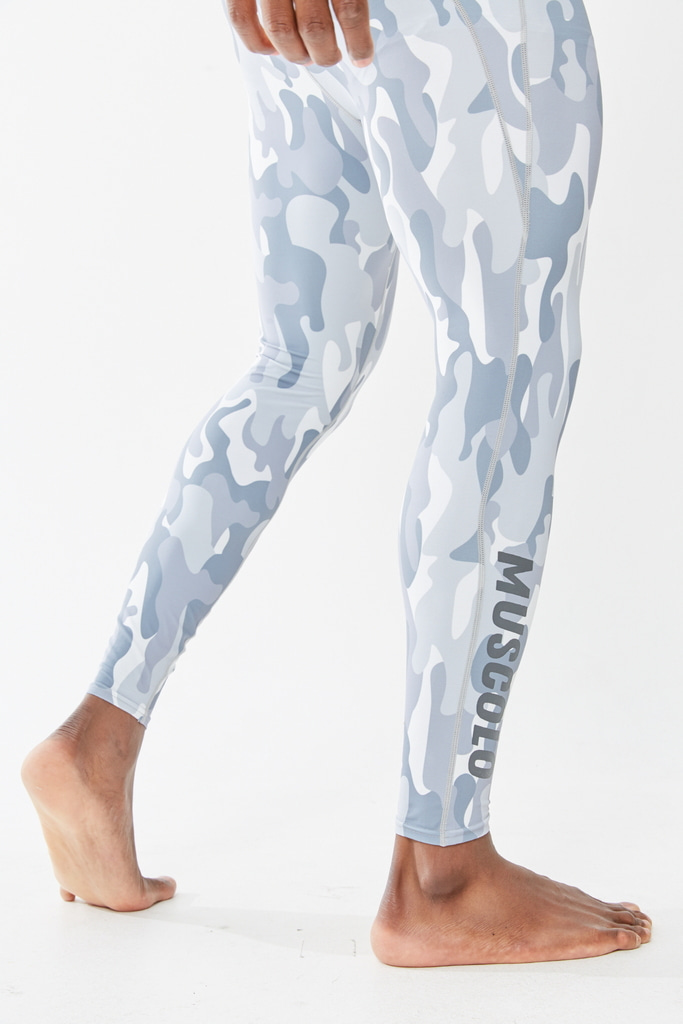 MEN'S COMPRESSION CAMO LEGGINGS WHITE - 화이트 카모 패턴 레깅스 이미지