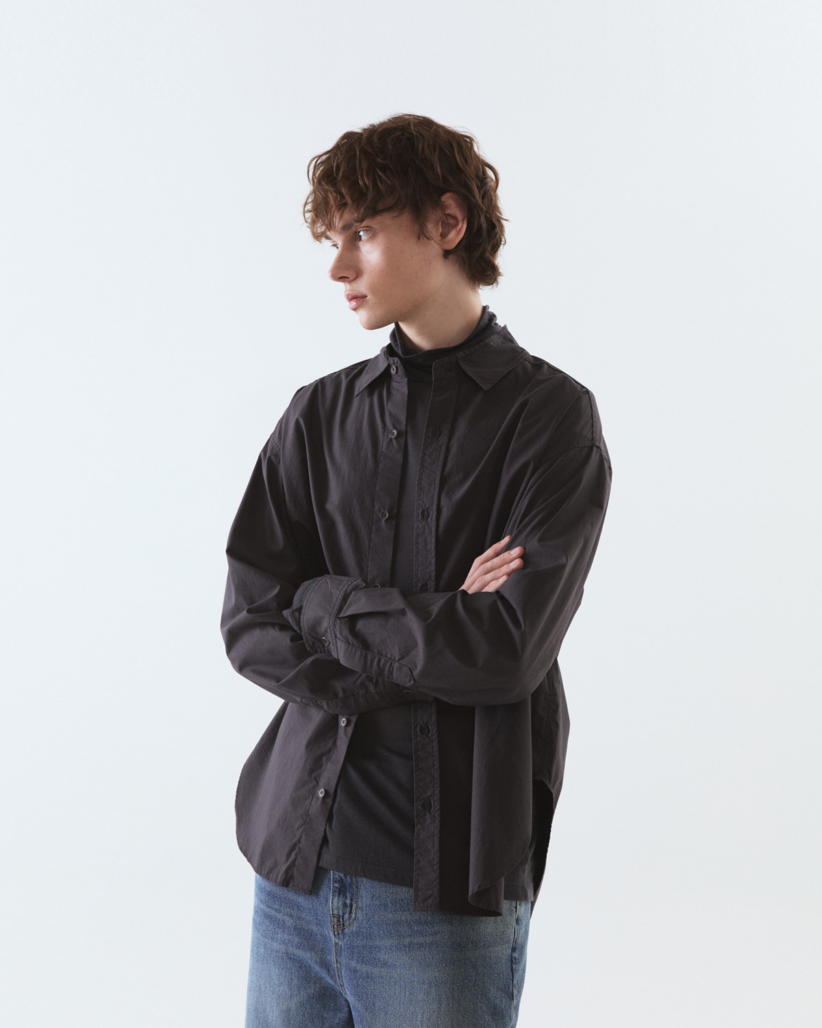 Cotton bio shirt / DARK GRAY - THE END QUESTION