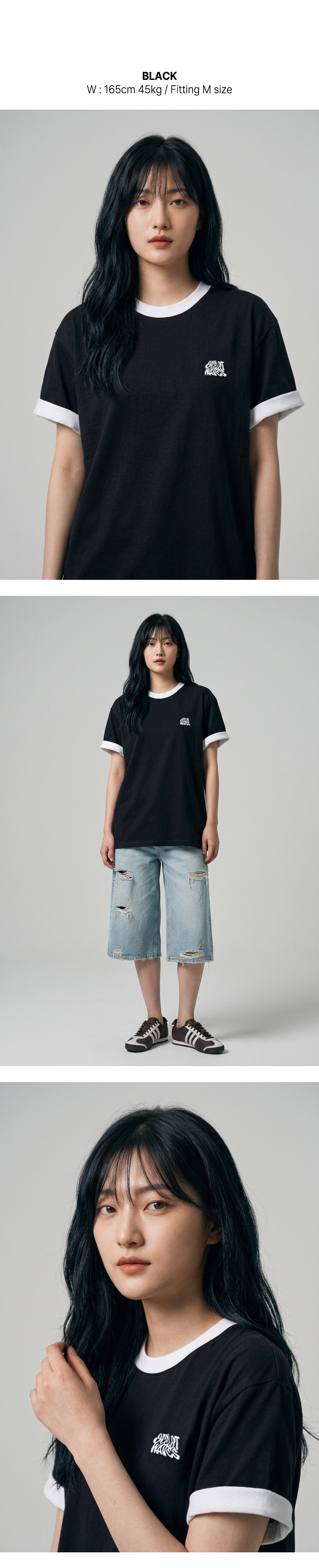 RINGER SHORT SLEEVE TEE - 4 COLORS BLACK