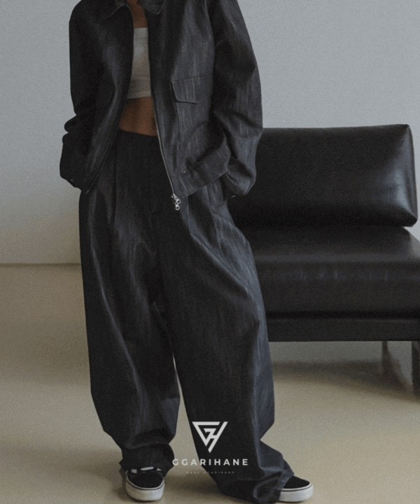 [Unisex]와이드핏 데님 청 롱 팬츠 통바지  1 color / Free size