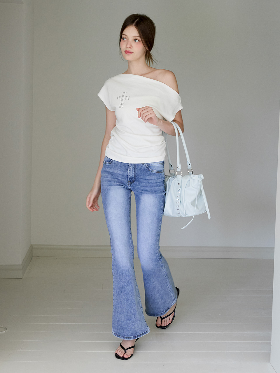 Studded Ruched Bag (Ice Blue) - alki alka