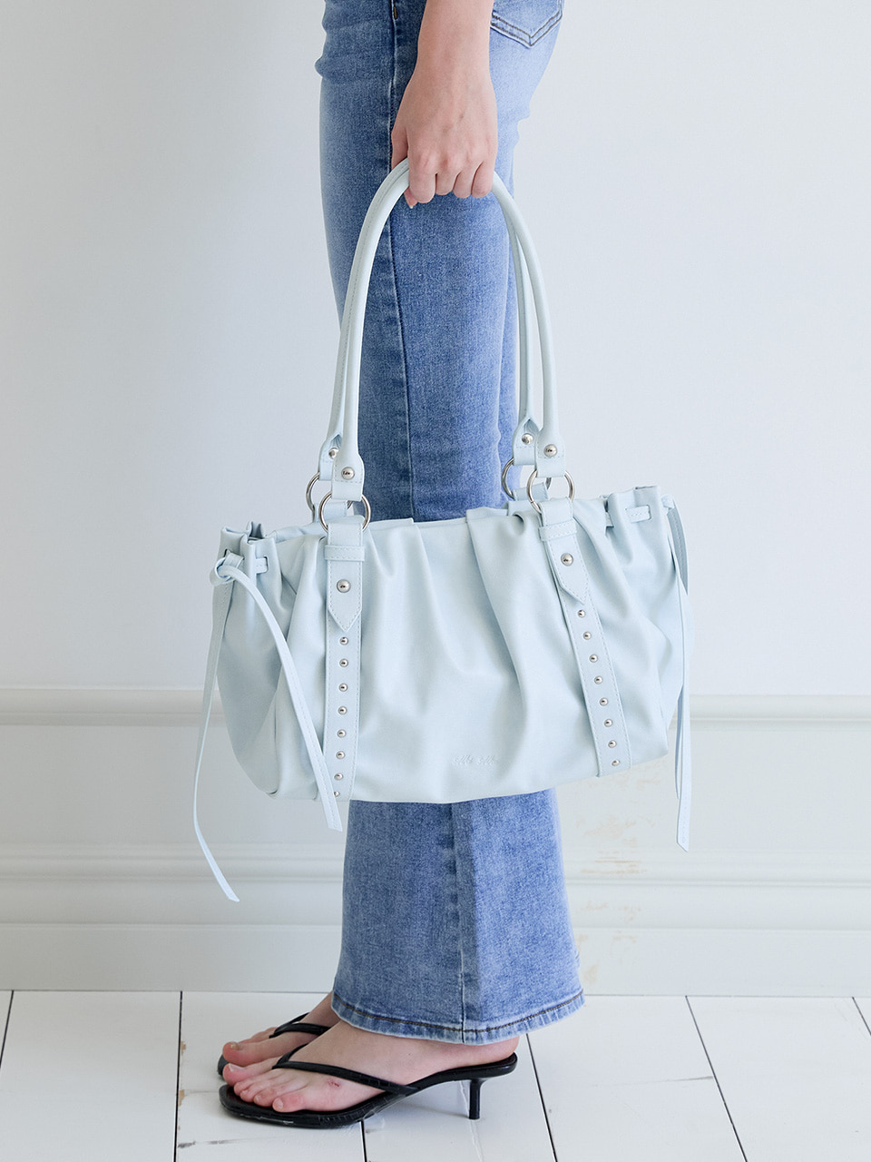 Studded Ruched Bag (Ice Blue) - alki alka