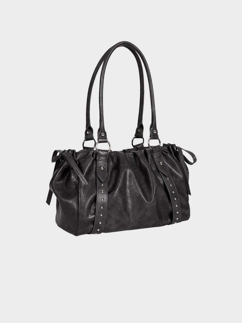 10월 9일 예약 발송] Studded Ruched Bag (Charcoal)_ALKAS01552