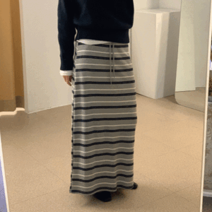 스트라이프 밴딩 맥시 스커트 2color | 데일리 롱스커트