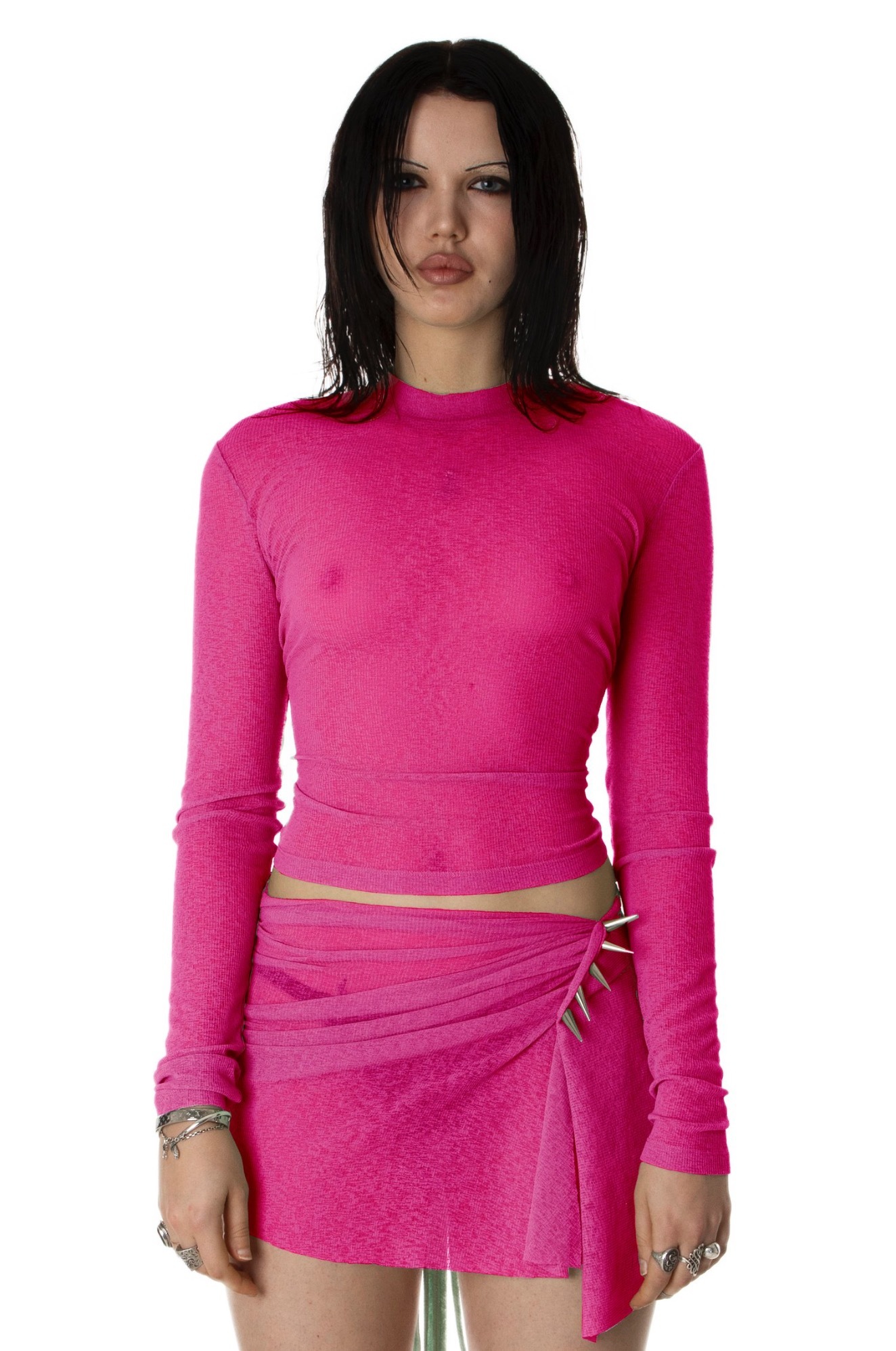 mesh knot tee magenta - nibgnus
