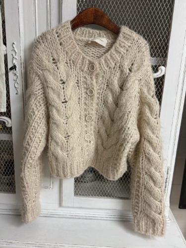 양모 꽈배기 가디건