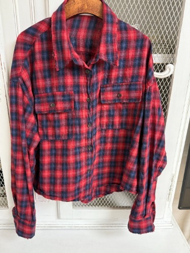 빈티지 워싱 체크 플란넬 셔츠