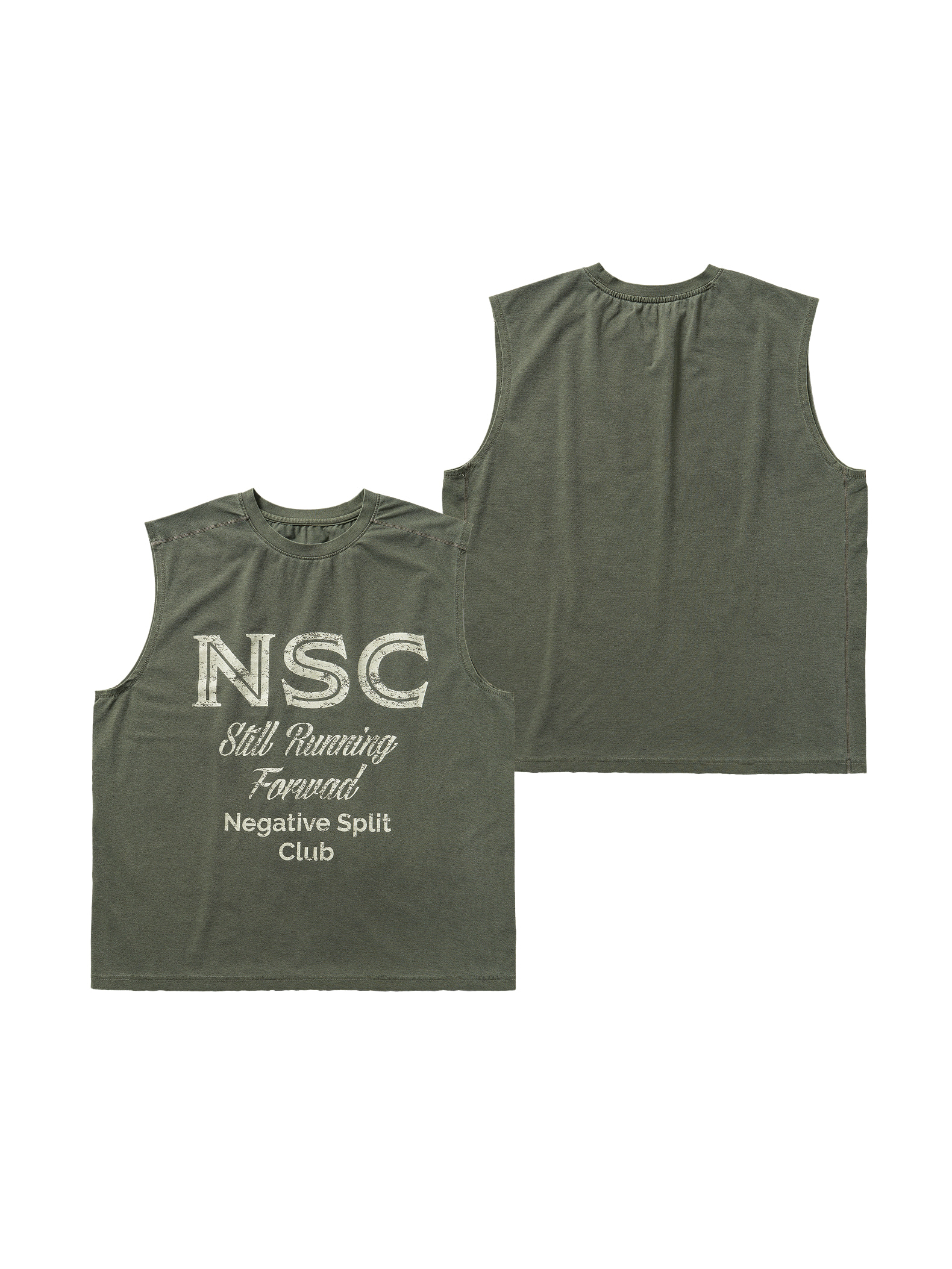 negative split club Sorona Pigment NSC 跑步背心 卡其
