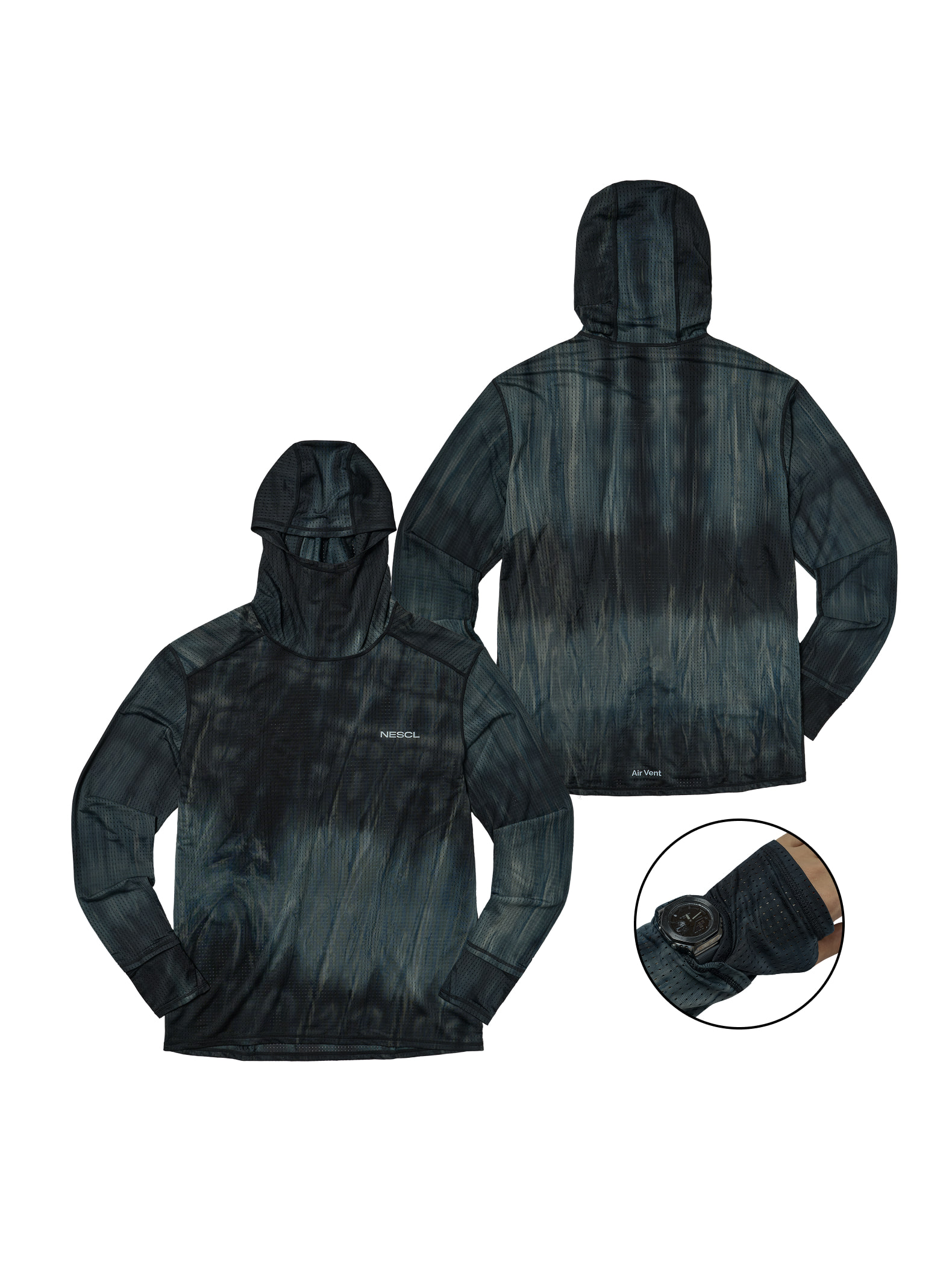 NEGATIVE SPLIT CLUB AIRVENT Tie-Dye Racing Finger Watch Hole Hood Sleeve Midnight