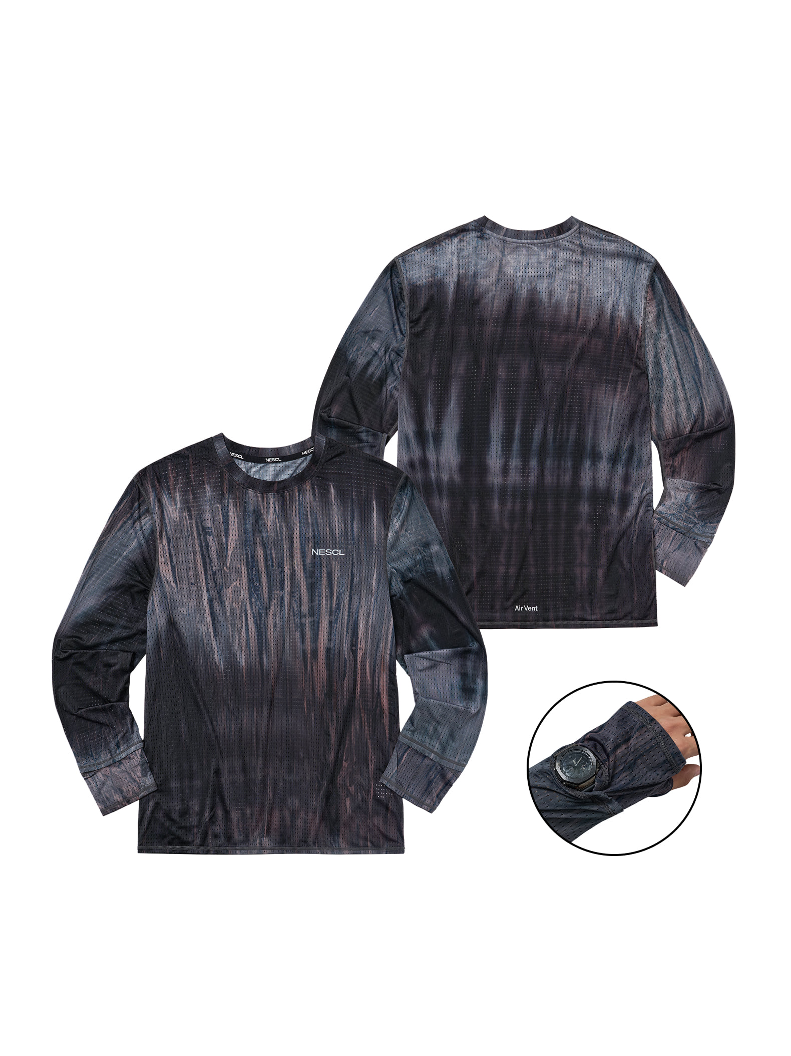 NEGATIVE SPLIT CLUB AIRVENT Tie-Dye Racing Finger Watch Hole Long Sleeve Aurora