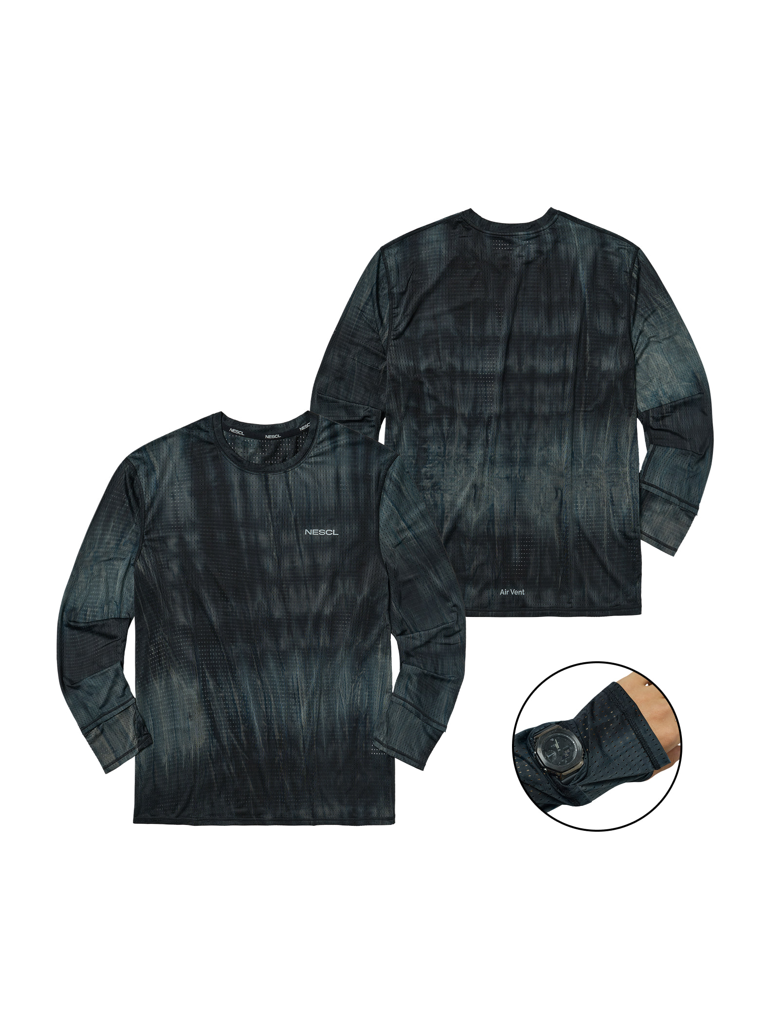 NEGATIVE SPLIT CLUB AIRVENT Tie-Dye Racing Finger Watch Hole Long Sleeve Midnight