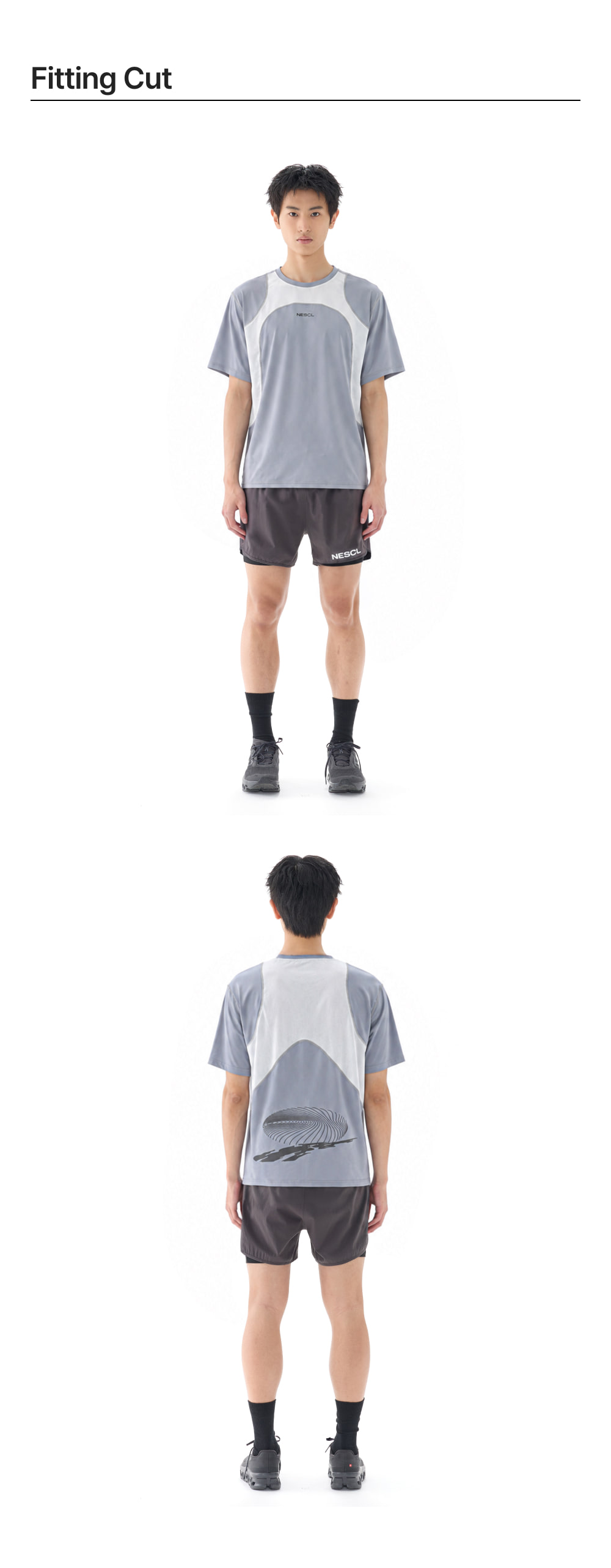 Active Split 灰色 T 恤穿著照片
