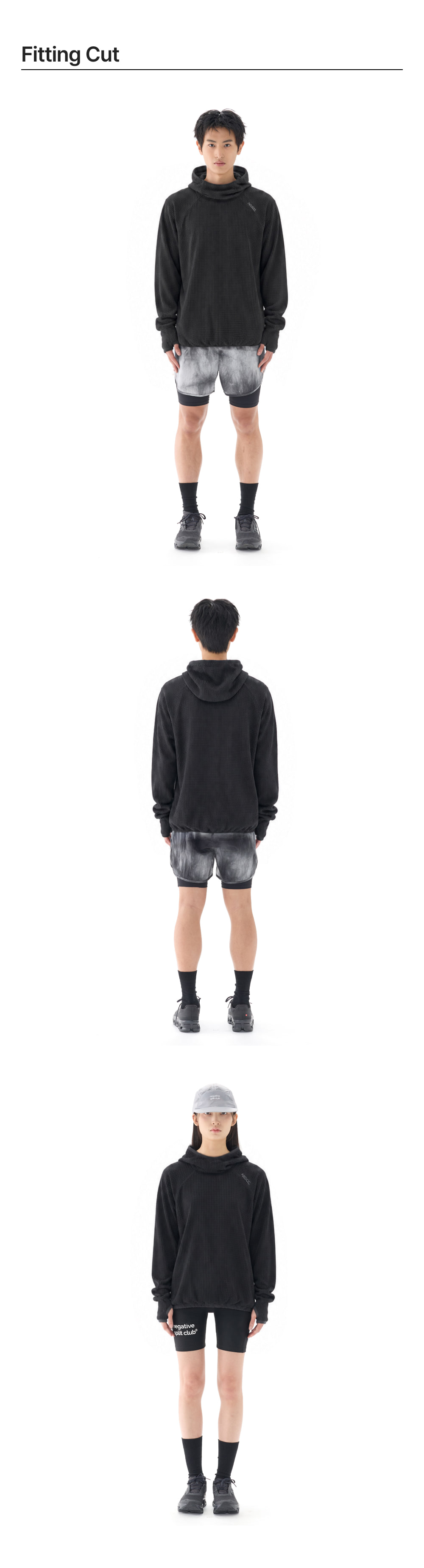 Grid Ventil 黑色連帽上衣模特兒實穿