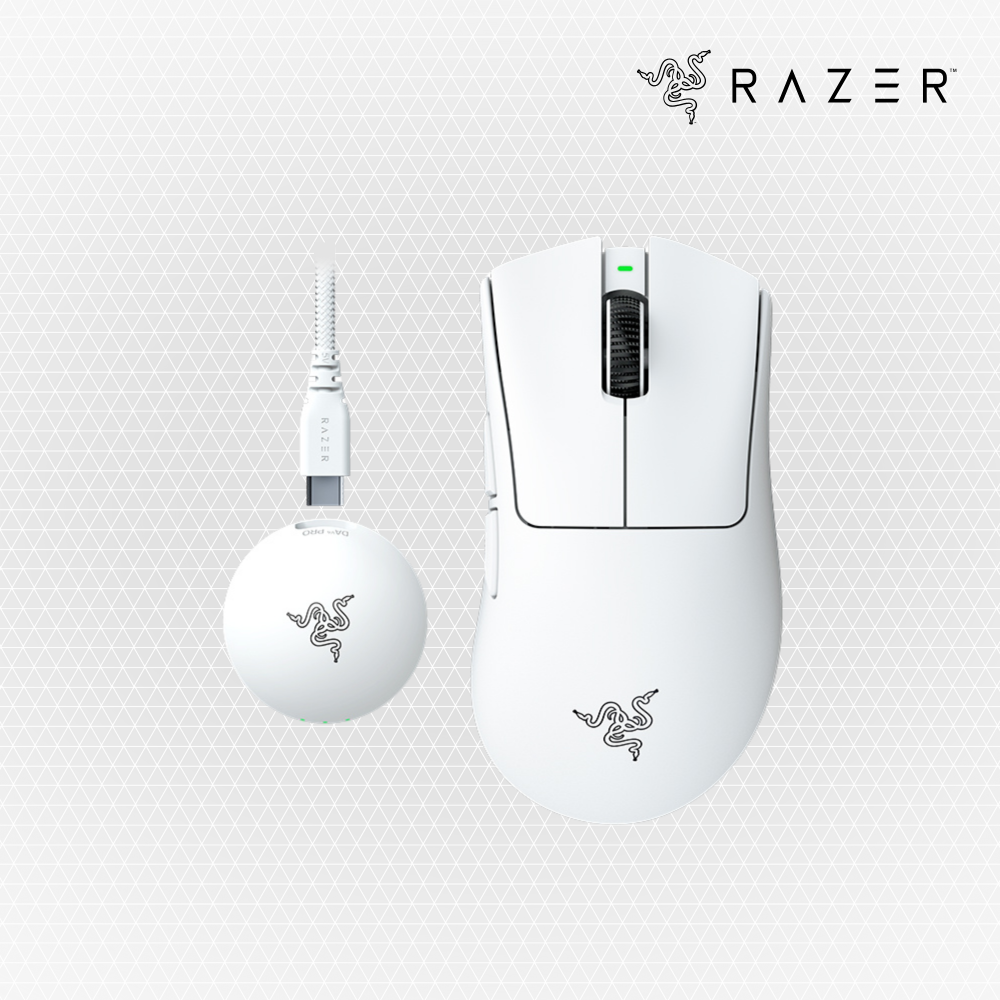 레이저코리아 데스에더 V4 프로 화이트 무선 게이밍 마우스 8K 동글