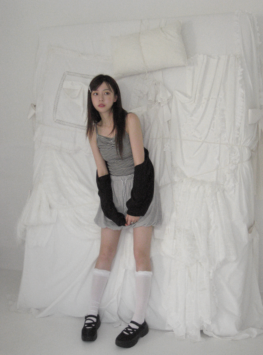 ルネ♡ボレロカーディガン 100-140cm/プチセレ】ラインニットカーディガン（カーディガン