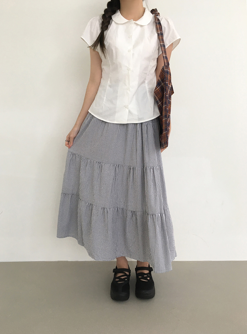 ティアードストライプロングスカート | ファッション通販サイト NUGU