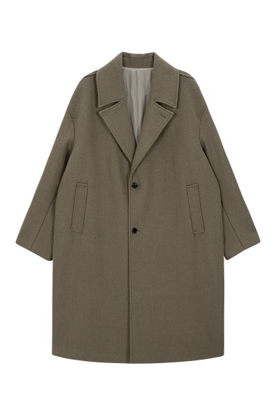 Melton wool long coat (beige)
