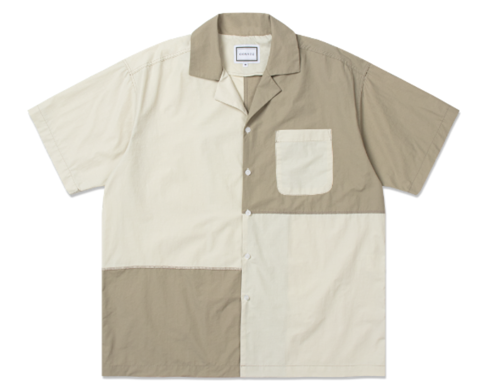 Stylist EJ 오버핏 2-TONE 반팔 셔츠 (BEIGE)