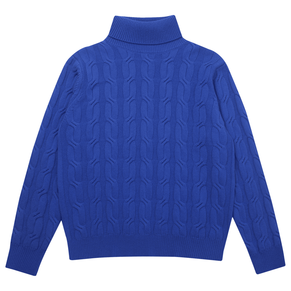 터틀 케이블 스웨터 블루