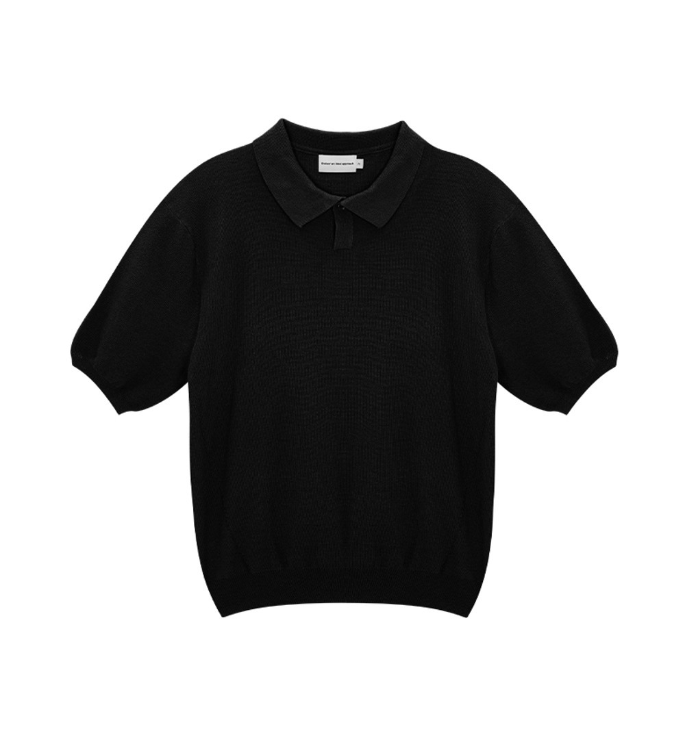 Linen collar half 1/2 knit (black)