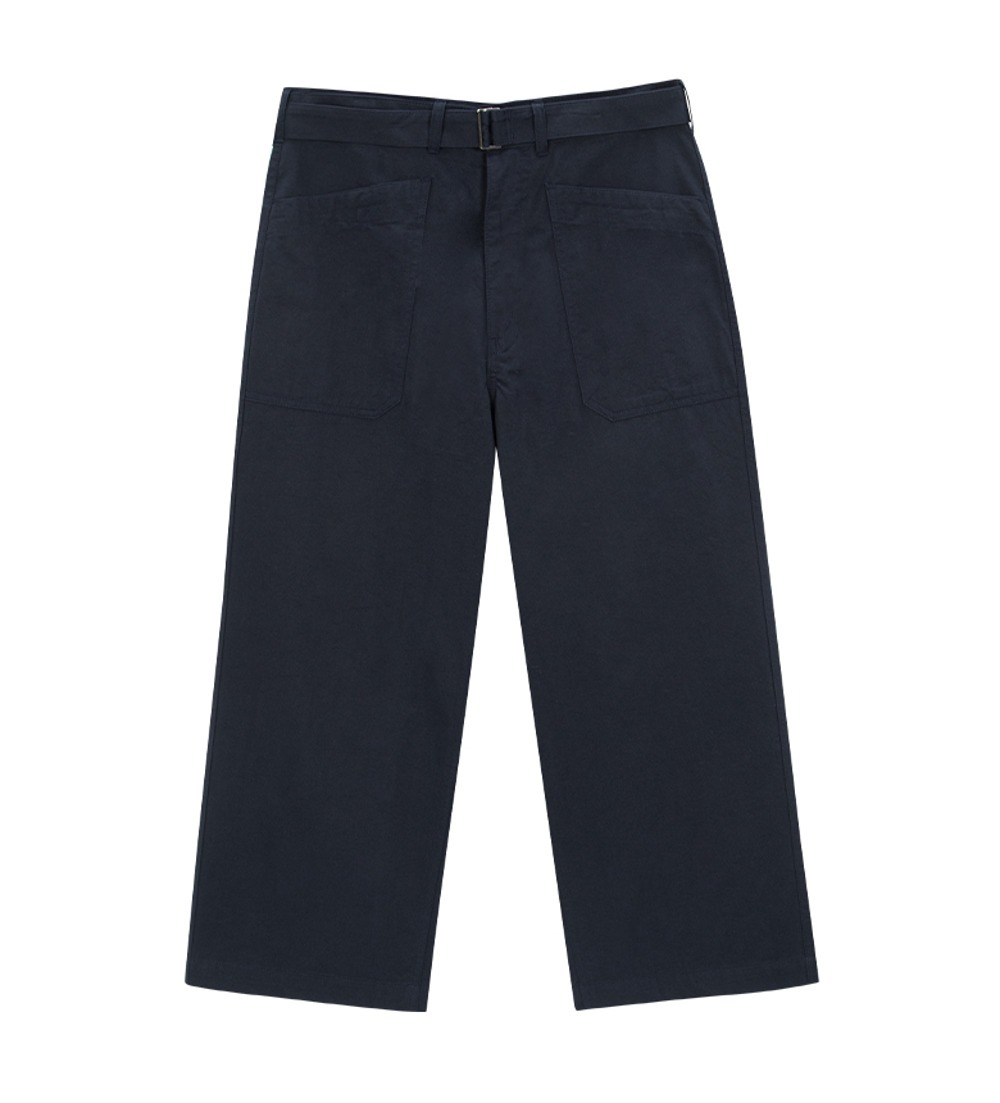 Belted wide nine pants (navy)
