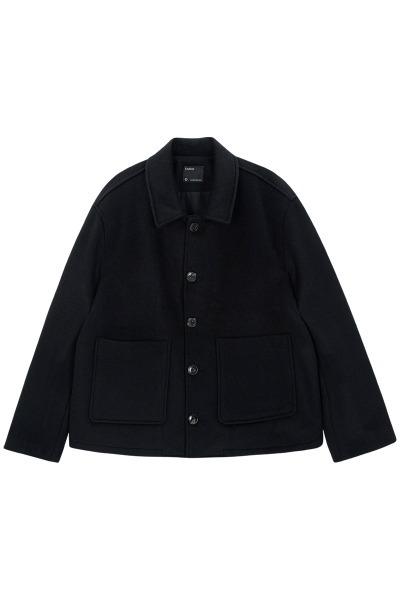 Fine wool short coat (black)