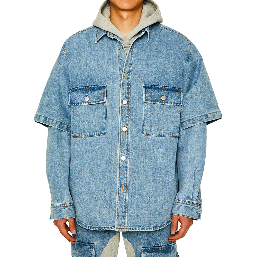[COLLECTION] TWO PIECE LIGHT BLUE DENIM SHACKET