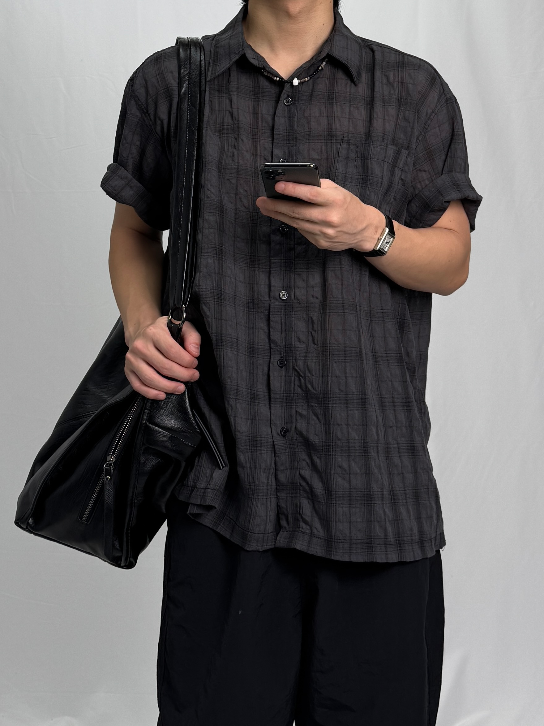 미르 체크 반팔셔츠