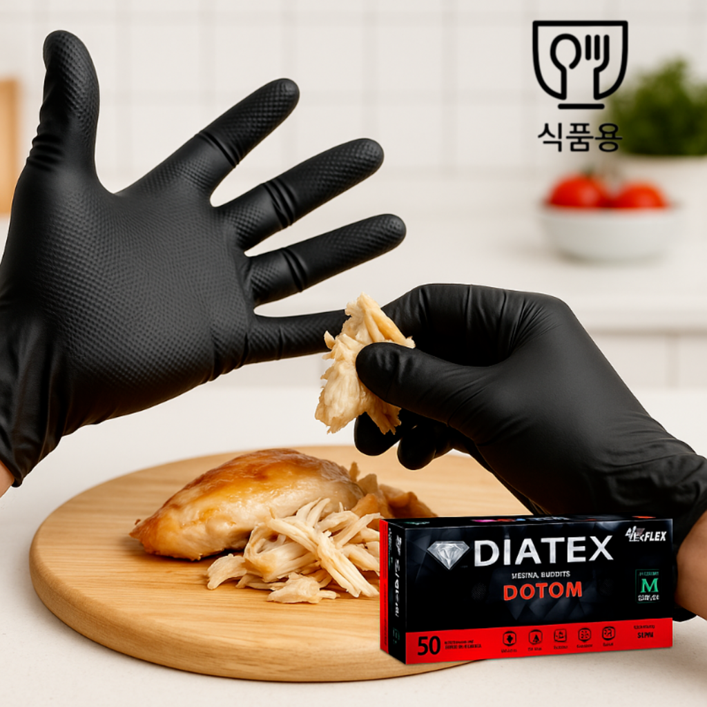 Ansell 식품용 두꺼운 블랙 니트릴장갑 50매 (도톰 DT-900, 파우더프리)