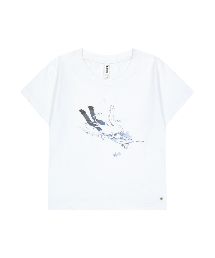 OJOS | OJOS x NOITOW SHU Graphic Crop T-shirt - 세미 크롭핏