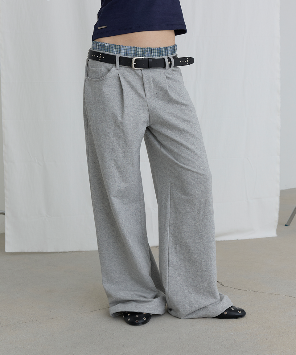 ★ORDES★UNDERWEAR LAYERED SWEAT PANTS UNDERWEAR LAYERED SWEAT PANTS - GREY - 오데스 (ORDES)