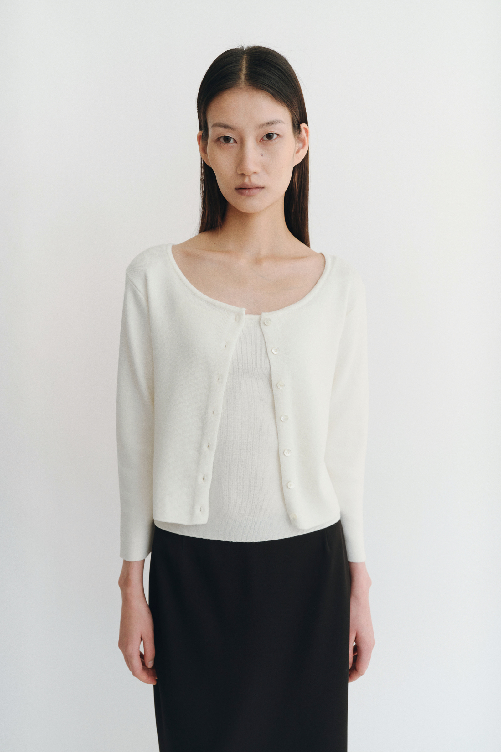 Claire Basic Top & Cardigan Ivory - DERS